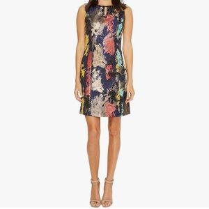 ELLEN TRACY Women's Multi Color Jacquard Sleeveless Shift Dress Size 8 NWOT